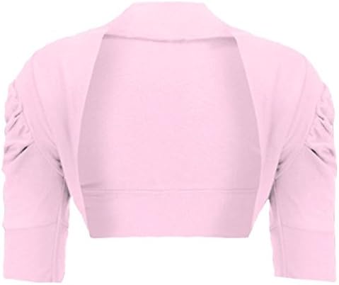 Girls Ruched Sleeve Cotton Shrug Cotton Bolero Cropped Cardigan