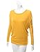 Doublju Women Long Dolman Sleeve Solid Color Boat Neck Top