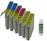 6 Pack Remanufactured Ink Cartridge Replacement for HP 11XL (2 Cyan, 2 Yellow, 2 Magenta) + Glue Stick.