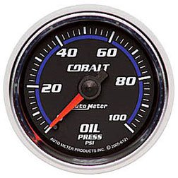 Autometer (6121) Cobalt Oil Pressure Gauges - ((2 1/16) Full Sweep Mechanical (0-100 PSI) - Oil pressure gauges include 6 FT nylon tubing, 1/8 and 1/4 NPT Fittings