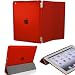 KHOMO DUAL CASE: Red Polyurethane Smart Cover FRONT + Red Poly-carbonate BACK Protector for Apple iPad 2 and new iPad 3 (The new iPad HD)