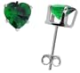 Sterling Silver 6 mm Heart Shape Emerald Green Cubic Zirconia Stud Earring