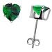 Sterling Silver 6 mm Heart Shape Emerald Green Cubic Zirconia Stud Earring