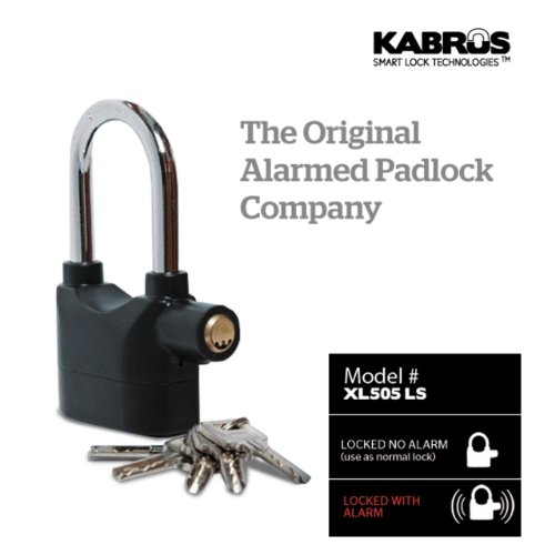 Kabrus Long Shackle Multi-purpose Alarmed Padlock with 5 Keys / Caravan / Bike / Vehicle Security / Equestrian / Home / Garden / Garage / Office & Industrial Use / 5 Years Warranty