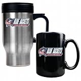 Columbus Blue Jackets NHL Stainless Steel Travel Mug and Black Ceramic Mug Set