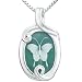 Sterling Silver Green Agate Butterfly Cameo Pendant, 18"
