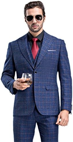 POSHAWN Men's Slim Fit Style Three Piece Suit Set