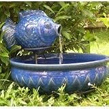 Smart Solar Fish Solar Fountain - Glazed Blue