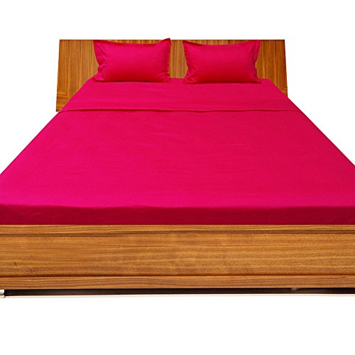 Sona Bedding Solutions Egyptian cotton Sheet set with 18" deep pocket 600TC Solid ( King , Hot Pink )