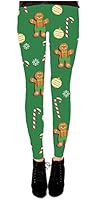 Gingerbread All Over Green Juniors Ugly Christmas Leggings
