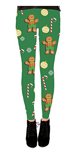 Gingerbread All Over Green Juniors Ugly Christmas Leggings