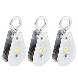 uxcell　シングルロープ滑車　回り継ぎ手フック　100kg 荷重　シルバートーン　3 枚入り