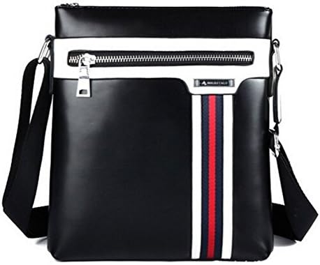 Buenocn Faux Leather Men Messenger Bag Outdoor Business Shoulder Bag Men's Travel Bag Lm0052 (black)