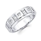 14k White Gold Mens Diamond Wedding Ring Band .43 ct (G-H Color, SI1 Clarity)
