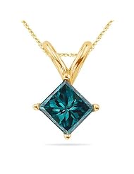 0.52 Cts Blue Diamond Solitaire Pendant in 14K Yellow Gold