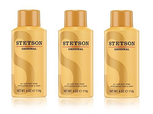 Stetson Original All Over Body Spray for Men, 4.0 Ounce (3-Pack)
