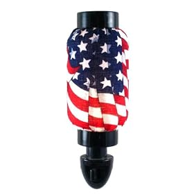 US American Flag Nightlight - Oriental Real Fabric Shade Asian Lantern Patriotic Style Night Light. UL Rated / Listed for Safety, Great Gift Idea