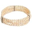 Sterling Silver Classic 5 Strand Cultured Pearl Bracelet, Peach Pink