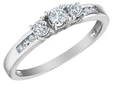 Three Stone Diamond Engagement Ring 1/4 Carat (ctw) in 14K White Gold