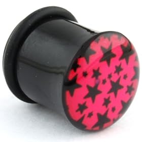 Single Acrylic Single Flared Logo Plug: 1/2"g Stars