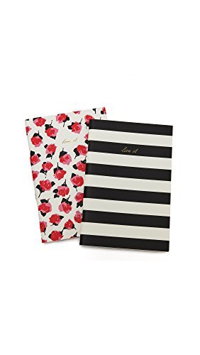 Kate Spade New York Women's Notebook Set, Black Stripe/Rose, One Size