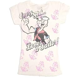 Popeye the Sailor Man Every Girl Loves a Sailor Juniors White T-Shirt Tee