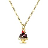Perfect Gift - High Quality Glistering Chocolate Pudding Pendant with Pink and Silver CZ and Necklace (3097) Perfect Gift - High Quality Glistering Chocolate Pudding Pendant with Pink and Silver CZ and Necklace (3097)