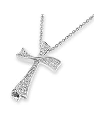 (X1000Diamond) 18K/750 Rose & White Gold Cross Shape Pave Setting Diamond Pendant With 925 Sterling Silver Chain (0.29 cttw, G-H Color, VS2-SI1 Clarity)