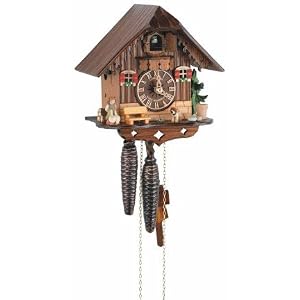 Schneider Black Forest 8 Inch Quartz Black Forest Girl and Geese Cuckoo Clock