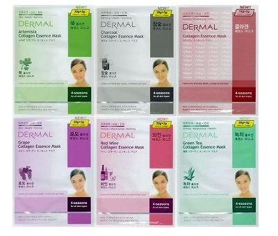 「DERMAL」タイプ別<美肌系>6枚ｾｯﾄ■ぶどう・炭・緑茶・ワイン・よもぎ・コラーゲン■1,000円までのお買上げならメール便160円で発送！