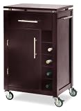 Espresso Finish Wood Kitchen Cart with Casters