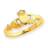 14k Polished & Satin Claddagh Ring