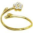 Solid 14K Yellow Gold .05 Carat Genuine Diamond Flower Adjustable Toe Ring