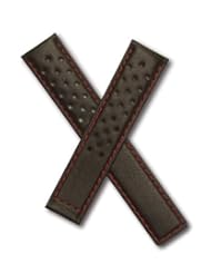 WSW Black/Red Sports perforated leather watchband to fit the TAG Heuer Carrera models listed below