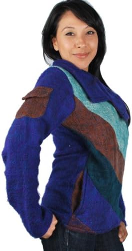 Silly yogi women's Woolen Hippie yoga Top-Blue-S/M