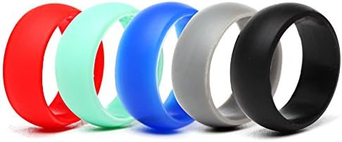 Silicone Wedding Ring For Men by Rain Alley, Premium Quality Silicone Material, 5 Rings Pack, Safe Alternative to Wedding Band, Durable and Comfortable, Perfect for Active Lifestyles and Professions