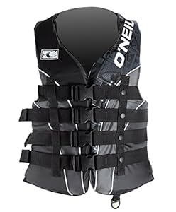 O'Neill Wake Waterski Men's Superlite USCG Vest (Blk/Met/Blk, Small)