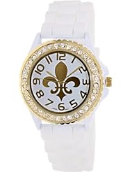 Geneva Platinum Womens 6886.FLD.WHITE.GOLD White Rubber Quartz Watch with White Dial