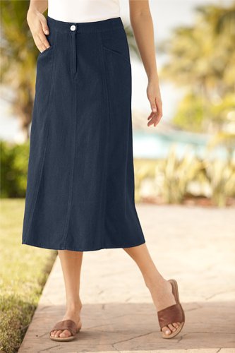 Tencel/Cotton Angled-pocket Skirt / Tencel/Cotton Angled-pocket Skirt, Dark Denim, 18