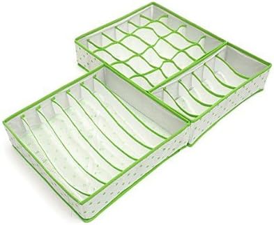 1 Set Foldable Drawer Dividers Folding Storage Box for Underwear Sock Bra Ties Organizer Container Closet Decor (Green)