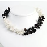 Sterling Silver Smokey Quartz & White Jade Necklace - 16 Inch