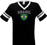 Brasil Shield International Soccer Ringer T-shirt, Brasilian Soccer Mens Ringer T-shirt