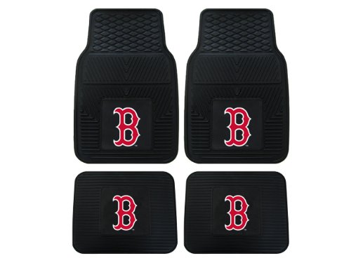 A Set of 4 MLB Universal Fit Front and Rear All-Weather Floor Mats - Boston Red Sox