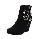 West Blvd Amman Ankle Wedges Boots, Black Nubuck, 8