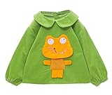 【SEBLES】 キッズ ベビー かえる キュート エプロン スモック 幼稚園 お絵かき 全3色 サイズ 75 80 90 100 クロスセット (グリーン,80)