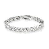Glistening Three Row Sterling Silver CZ Tennis Bracelet