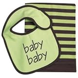Elegant Baby Chocolate Green Bib and Burp Cloth Set