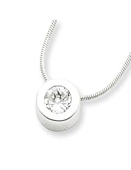Sterling Silver 18in CZ Round Pendant on 18 Chain Necklace.