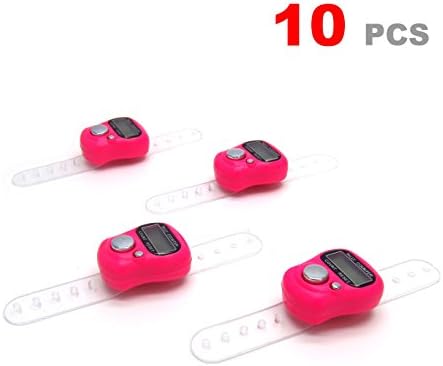 10 Pack Finger Clicker Case Resettable Digital LCD Finger Counter Ring Hand Held Knitting Row Counter