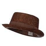 Wheat Braid Porkpie Fedora Hat - Brown W19S55E